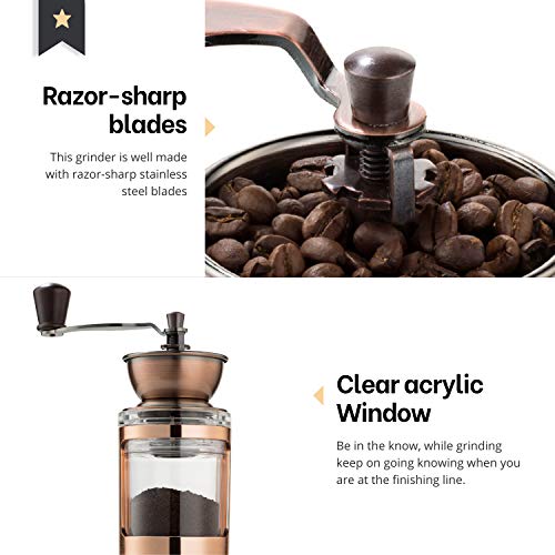 MITBAK Manual Coffee Grinder With Adjustable Settings| Sleek Hand Coffee Bean Burr Mill Great for French Press, Turkish, Espresso & More | Premium Coffee Gadgets are an Excellent Coffee Lover Gift