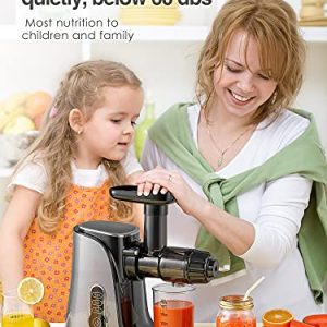 Juicer Machines, Slow Masticating Juicer Extractor with 3-Mode 2-Speed, Cold Press Juicer Easy to Clean, Quiet Motor & Reverse Function, Juice Recipes for Vegetables and Fruits, black