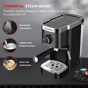 Espresso Machine 20 Bar Expresso Coffee Maker with Milk Frother Wand, Fast Heating Automatic Coffee Machines for Espresso, Cappuccino Latte and Macchiato, 1350W