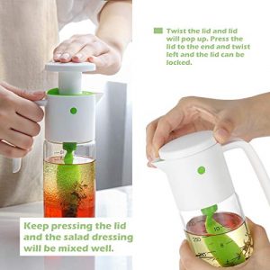 Salad Dressing Mixer Bottle - Pressing & Pour Salad Dressing Mixer - Pressing Cup for Salad Dressing Juice Storage Ketchup