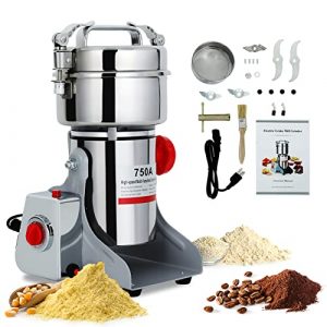 750g Commercial Spice Grinder Electric Grain Mill Grinder 2600W High Speed Pulverizer, Stainless Steel Swing Type Dry Mill Machine for Kitchen Pepper Coffee Corn
