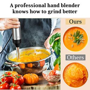 YIOU Immersion Blender, Ultra-Stick Hand Blender Variable Speed Hand Blender 500 Watt Heavy Duty Copper Motor Brushed 304 Stainless Steel for Soups Sauces and Smoothie, Single Black