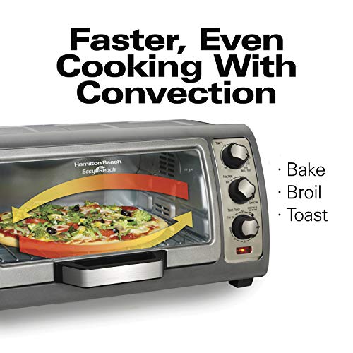 Hamilton Beach Countertop Toaster Oven, Easy Reach With Roll-Top Door, 6-Slice, Convection (31123D), Silver