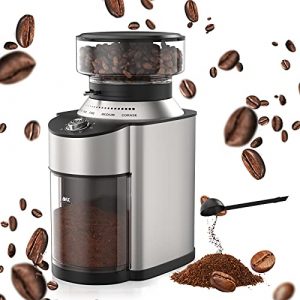 Coffee Grinder Burr Electric Coffee Bean Grinder with 19 Grind Settings Stainless Steel Blade Adjustable Burr Mill Coffee Grinders 2-12 Cup for Espresso Drip Coffee French Press Percolator Coffee