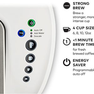 Keurig K-Select Coffee Maker, Single Serve K-Cup Pod Coffee Brewer, With Strength Control and Hot Water On Demand, Matte White