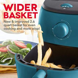 Dash Tasti-Crisp Electric Air Fryer + Oven Cooker with Temperature Control, Non-stick Fry Basket, Recipe Guide + Auto Shut Off Feature, 1000-Watt, 2.6 Quart - Teal (Renewed)