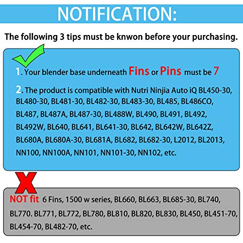 AxPower 7 Fins Extractor Blades Replacement Part Bottom Blade for Ninja Blender for Nutri Ninja Auto iQ BL642 NN102 BL682 BL2013 and More (1 Pack, 7 Fins)