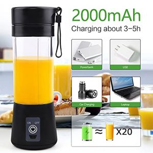 Portable Personal Mini Smoothie Blender: USB Rechargeable Shake Smoothies Mixer Single Small Size Fruit Juice Blender Battery Operated Individual Juicer Cup for Travel Camping & Outdoor
