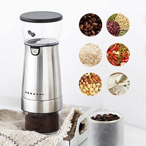 Coffee Grinder Electric USB Charging Battery Operated Burr Coffee Bean Grinder One Button Start Adjustable Fine Mill Grinders for Home, Office, Camping