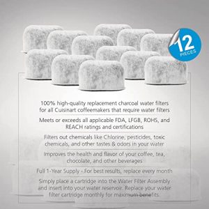 Housewares Solutions Pack of 12 Replacement Charcoal Water Filters for All Cuisinart Coffee Machines - Cuisinart Compatible (Not Keurig) Filters Fit Both Newer & Older Models Cuisinart Coffee Makers
