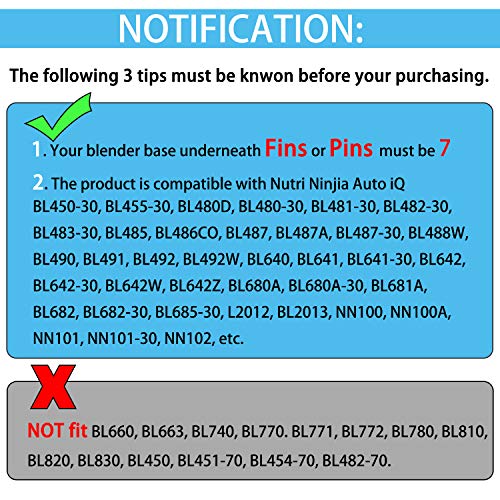 AxPower Replacement Parts for Ninja Blender with 2 24oz Cups and a 7 Fins Extractor Blade and a Cup Lid for Nutri Ninja Auto iQ BL642 BL682 NN102 BL2013 and more (4 Pack)