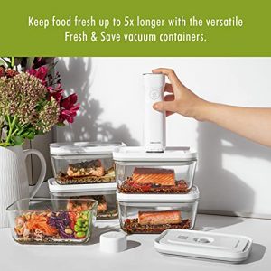 ZWILLING Fresh & Save Vacuum Sealer, 2-pc, Medium, Food Storage Containers with Lids Airtight, Glass Food Storage Containers, Meal Prep Container, Dishwasher/Freezer/Microwave Safe, Food Saver