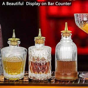 Bitters Bottle 8pcs Glass Dash Bottle Set for Cocktail with Zinc Alloy Dasher Top, Decorative Bottle, for Cocktail and Display (8pcs)