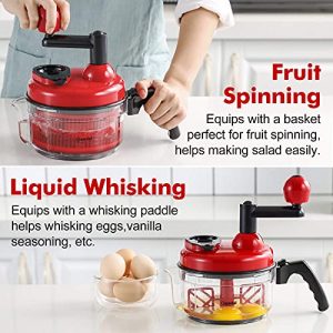 Geedel Hand Food Chopper, Vegetable Quick Chopper Manual Food Processor, Easy To Clean Food Dicer Mincer Mixer Blender, Rotary Onion Chopper for Garlic, Salad, Salsa, Nuts, Meat, Fruit, Ice, etc