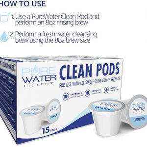 Rinse Pods Maintenance Kit compatible with Keurig Brewers, Classic/1.0 and 2.0 K-Cup - Includes 15 Clean Pods Plus 2 Replacement Filters, Cleans and Filters
