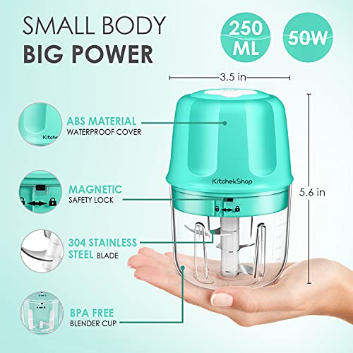 Electric Garlic Chopper, Portable Cordless Mini Food Processor, Rechargeable Vegetable Chopper Blender for Nuts Chili Onion Minced Meat and Spices BPA-Free(Green)