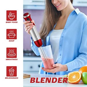 MegaWise Pro Titanium Reinforced 5-in-1 Immersion Hand Blender, Powerful 1000W with 80% Sharper Blades, 12-Speed Corded Blender, Including 500ml Chopper, 600ml Beaker, Whisk and Milk Frother