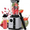 CRANDDI Unique Commercial Blenders with 1800 Watt and 80oz BPA-Free Container, Professional High-Speed Countertop Blenders for Smoothies,Self-Cleaning,K95 New Silver