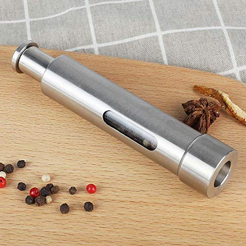 GRILLMATIC - High Quality, One-Handed, Mini Thumb Push Button, Stainless Steel, Himalayan Sea Salt, Black Peppercorn and Gourmet, Stove, Grill or Table Seasoning Spice Mill Grinder