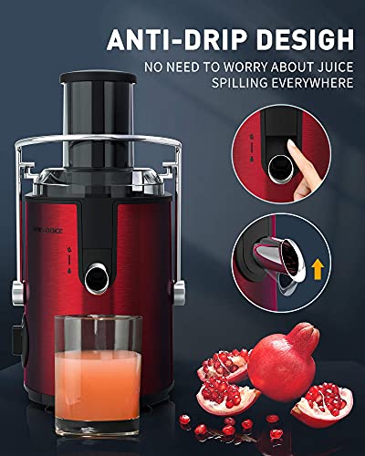 Juicer Machine, 800W Juice Extractor with 3'' Big Mouth, 3 Speed Centrifugal Juicer for Whole Fruit Vegetable, Easy to Clean, Non-Slip Feet, BPA-Free