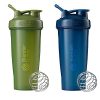 BlenderBottle Classic Shaker Bottle Perfect for Protein Shakes and Pre Workout, 28-Ounce (2 Pack), Moss/Moss and Navy/Navy