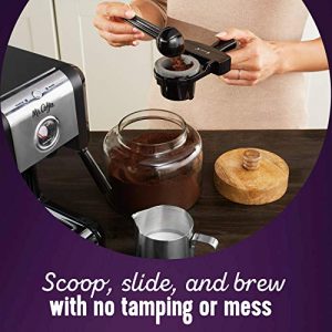 Mr. Coffee Easy Maker | Authentic Pump Espresso Machine, 6 Piece, Chrome/Black