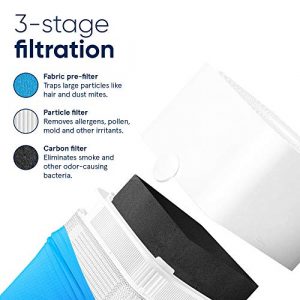 Blueair Blue Pure 211+ Air Purifier 3 Stages with Two Washable Pre-Filters, Particle, Carbon Filter, Captures Allergens, Odors, Smoke, Mold, Dust, Germs, Pets, Smokers, Large Room