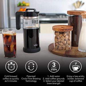 Vinci Express Cold Brew Electric Coffee Maker | Cold Brew in 5 Minutes, 4 Brew Strength Settings & Cleaning Cycle, Easy to Use & Clean, Glass Carafe, 1.1 Liter (37 Fl Ounces)