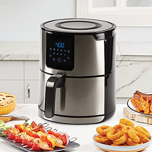 Emeril Lagasse AirFryer: 6-Quart, Hot Air Fryer by Emeril Everyday with 8-in-1 Cooking Presets and LED Digital Touchscreen, Crisp, Bake, Roast, Broil, Reheat and More, 1700 Watts – Stainless Steel (6 QT)