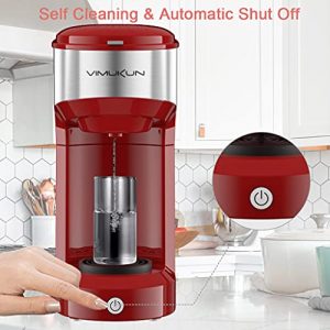 Single Serve Coffee Maker Coffee Brewer for K-Cup Single Cup Capsule and Ground Coffee, Single Cup Coffee Makers with 6 to 14oz Reservoir, Mini Size (Red)
