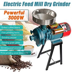 NAIZEA Electric Grain Mill Grinder Corn Grinder, 110V 3000W Commercial Corn Mill Grinder Machine Feed Mill Wheat Grinder, Flour Mill Cereals Grinder with Funnel (Dry Grinder)
