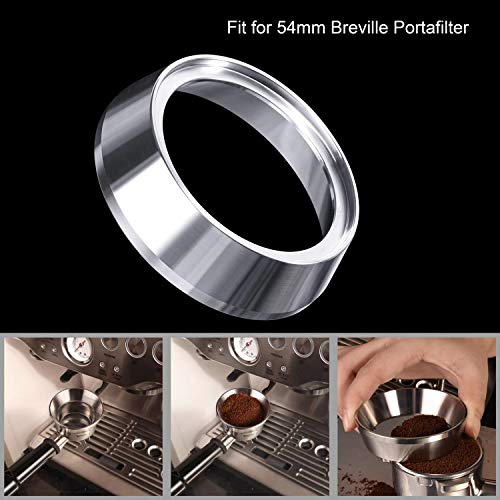 54mm Espresso Dosing Funnel, MATOW Stainless Steel Coffee Dosing Ring Compatible with 54mm Breville Portafilter