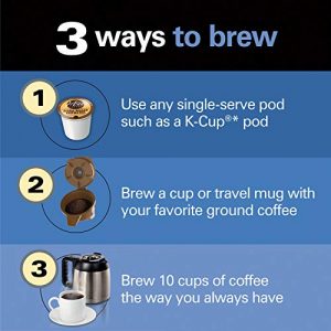 Hamilton Beach FlexBrew Trio 2-Way Single Serve Coffee Maker & Full 10c Pot, Compatible with K-Cup Pods or Grounds, Combo, Black and Stainless