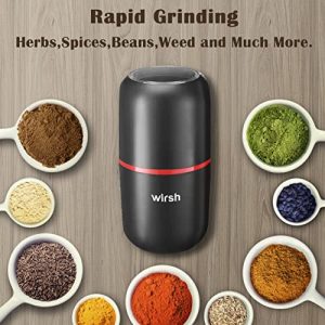 Wirsh Coffee Grinder - Herb grinder with Stainless Steel Blades,Spice Grinder with 15 Cups Large Capacity,150W Powerful grinder for Coffee Beans,Herb,Spices, Peanuts, Grains and More