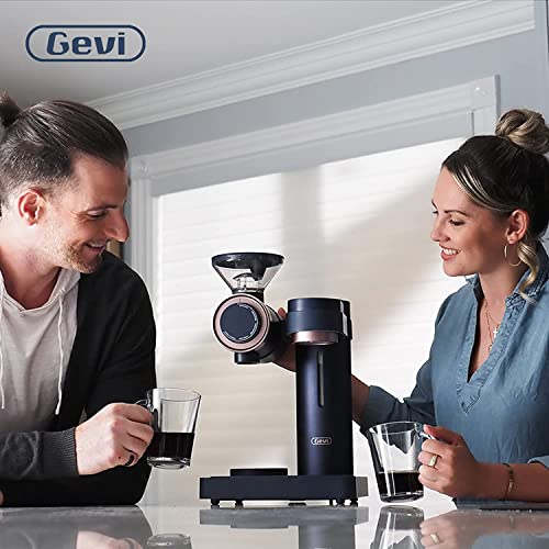 Gevi 4-in-1 Smart Pour-over Coffee Machine Fast Heating Brewer With Built-In Grinder, 51 Step Grind Setting, Automatic Barista Mode, Custom Recipes, Descaling Function, Blue, 1000W