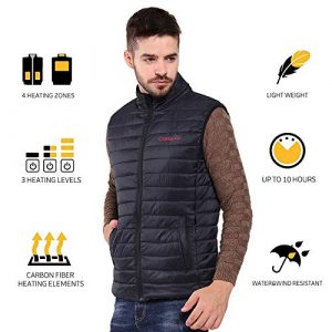 CONQUECO Men's Heated Vest Lightweight Outerwear and Waterproof Heating Gilet Coat for Outdoors (L)