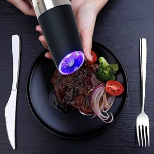 Gravity Electric Salt and Pepper Grinder Set, Automatic Pepper and Salt Mill Grinder Battery-Operated with Adjustable Coarseness, LED Light, One Hand Operated By Rongyuxuan
