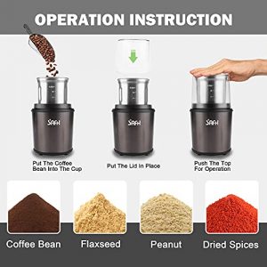 Electric Coffee Grinders, Electric Spice Grinders Mini, Coffee Bean Grinder, with Stainless Steel Blade & Detachable Bowl, with Large Grinding Capacity and HD Motor, Cleaning Brush Included