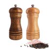 Salt and Pepper Grinders Set,Ouktor Manual Wooden Salt and Pepper Mills Shakers, Ceramic Rotor with Strong Adjustable Coarseness (5.5inch)