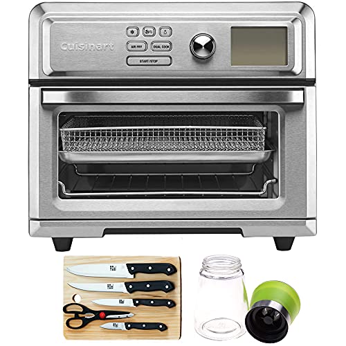 Cuisinart TOA-65 Digital AirFryer Toaster Oven with Intuitive Programming Options Bundle with 5-Piece Knife Set with Cutting Board and Salt Mill, Spice Mill and Pepper Grinder, Stainless Steel
