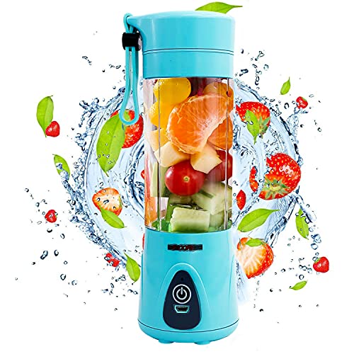 Portable Blender Personal Size Blender USB 4000 mAh Rechargeable with 6 Blades for Shakes and Smoothies, Mini Blender with 380ML Juicer Cup 5 Core PB 01 (Sky Blue)