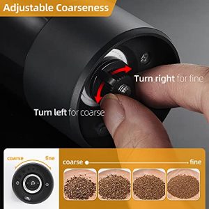 AgoKud Electric Pepper Grinder USB Rechargeable, Automatic Pepper and Salt Mill Grinder with LED Light, Quick Charging Grinder, Adjustable Coarseness, One Hand Operation