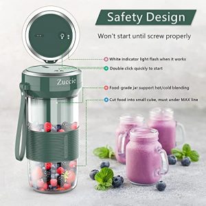 Zuccie Portable Blender 14 Oz,Mini Blender for Shakes and Smoothies,Small Blender with Magnetic Charging Port,Personal Blender for Outdoor,Green