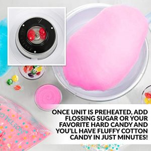 Nostalgia PCM805PNK Retro Hard Free Countertop Original Cotton Candy Maker, Includes 2 Reusable Cones and Sugar Scoop, Pink