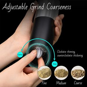 Gravity Electric Salt and Pepper Grinder Set, Automatic Salt and Pepper Mill Grinder Battery Operated With LED Light Adjustable Coarseness, One Hand Automatic Operation (2 Pack)