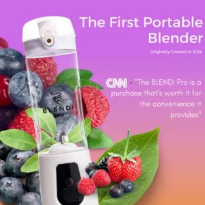 Blendi Pro Plus Cordless Portable 17.5 oz Rechargeable Blender - Crush Ice, Slash Fruit, Blend Sports Powders Anywhere 6 Stainless Steel Blades Powdered by 120W - Use in Kitchen, Gym, Camping, Tailgating