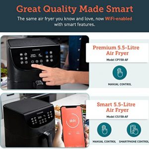 COSORI Smart WiFi Air Fryer 5.5L 100 Recipes, Chip Fryers for Home Use, Alexa Voice Control, Digital Touchscreen with 11 Cooking Presets ,Keep Warm, Preheat & Shake Remind, 1700W