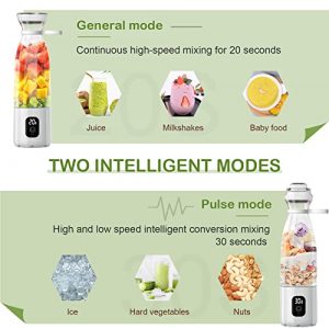 Smoothie Blender Portable Blender for Shakes and Smoothies, 300Watt Mini Blender, 20 Oz Personal Blender USB Rechargeable IPX7 Water Proof with Pulse Technology Crush Ice Nuts LayOPO Blender BravoX White
