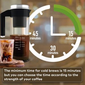 Cold Brew Maker, Electric Cold Brew Coffee Maker, Ice Coffee Makers Cold Brew in 15 Minutes with 3 Brew Strength Settings, Easy to Use & Clean, Cold Brew Pitcher for Home, Outdoor (27 oz)