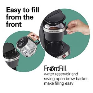 Hamilton Beach 5 Cup Compact Drip Coffee Maker, Works with Smart Plugs, Glass Carafe, Black (46110)